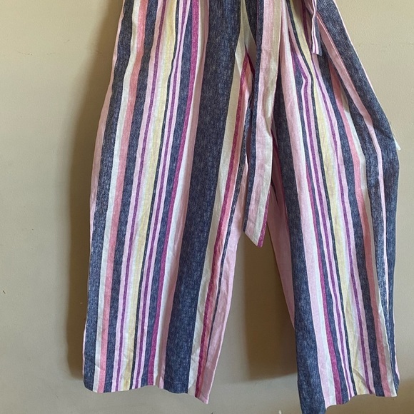 ECI NWT Stripped Wide Leg Linen Colorful Jumpsuit Size XS - Picture 5 of 11